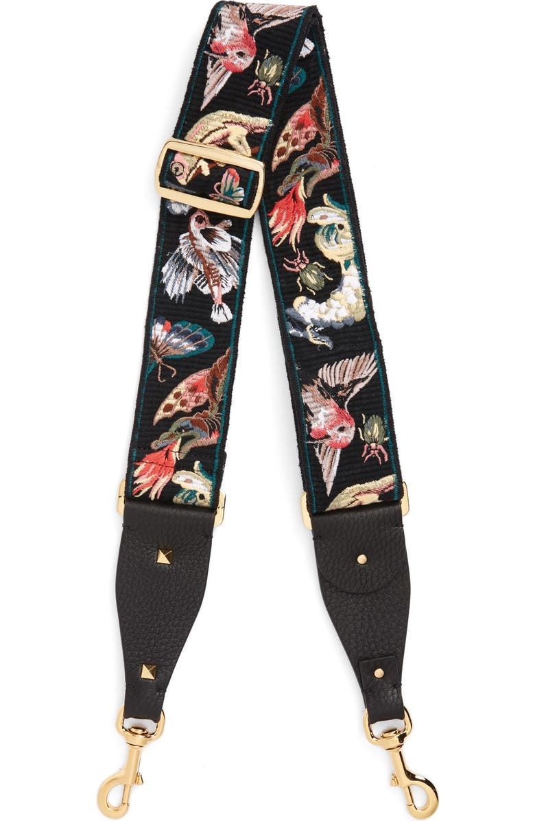 Valentino 'Animali' Embroidered Guitar Bag Strap, Main, color,