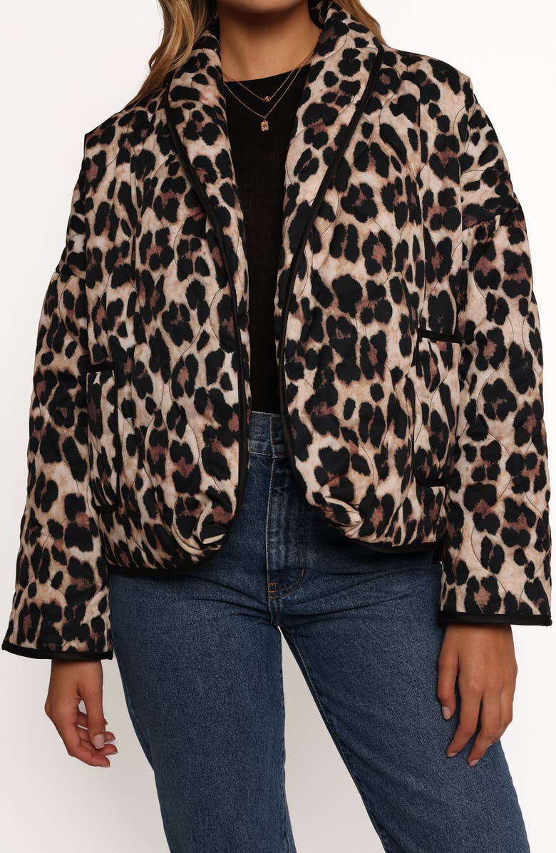 Petal & Pup Marcos Leopard Print Quilted Jacket, Main, color, Leopard