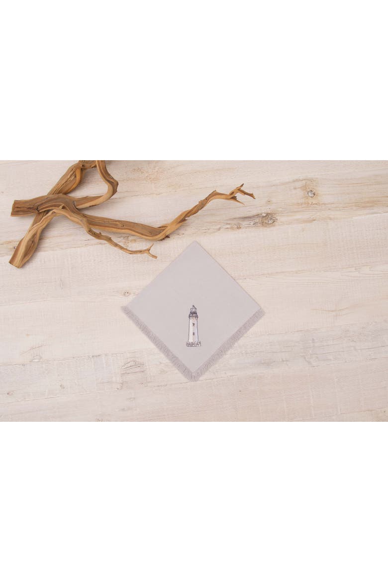 Guiding Light House Coastal Nautical Embroidered Napkins Set of 4, Alternate, color, Beige