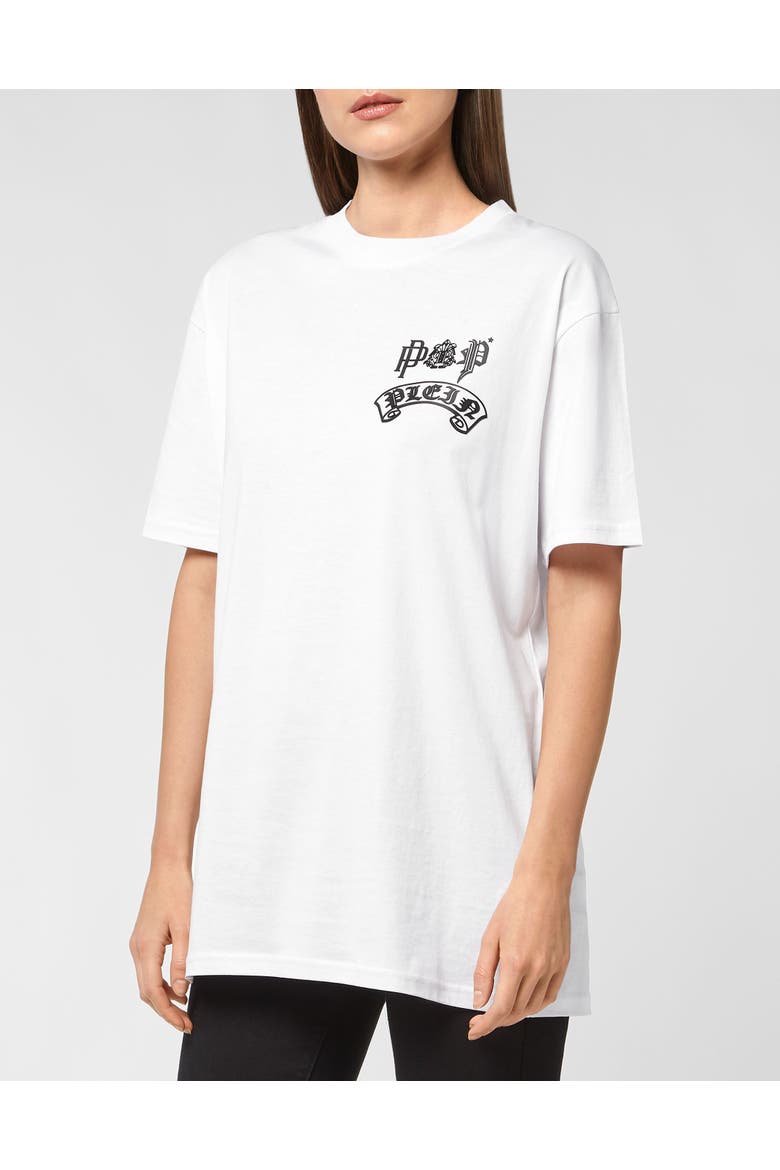 T-Shirt Round Neck Gothic Plein Unisex, Alternate, color, white/black