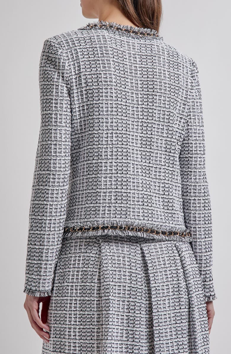 Misook Chain & Fringe Trim Jacket, Alternate, color, White/ Black