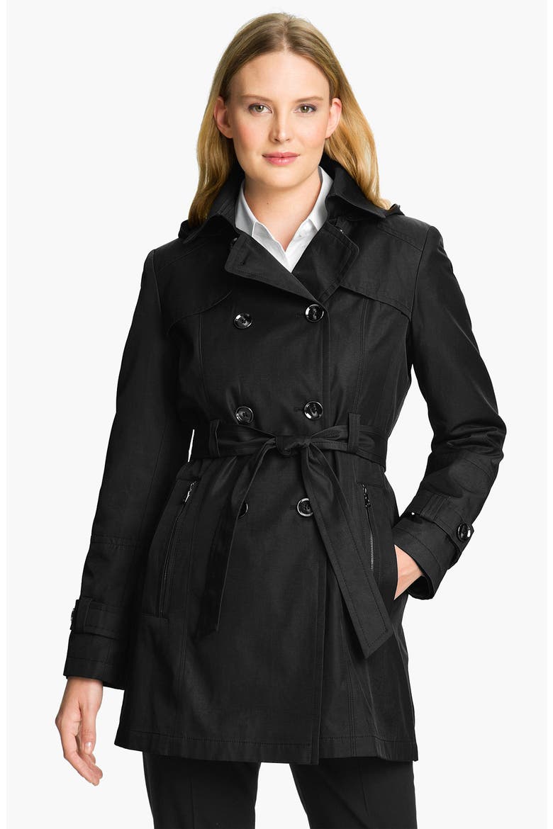 Trench Coat with Detachable Liner, Main, color, BLACK