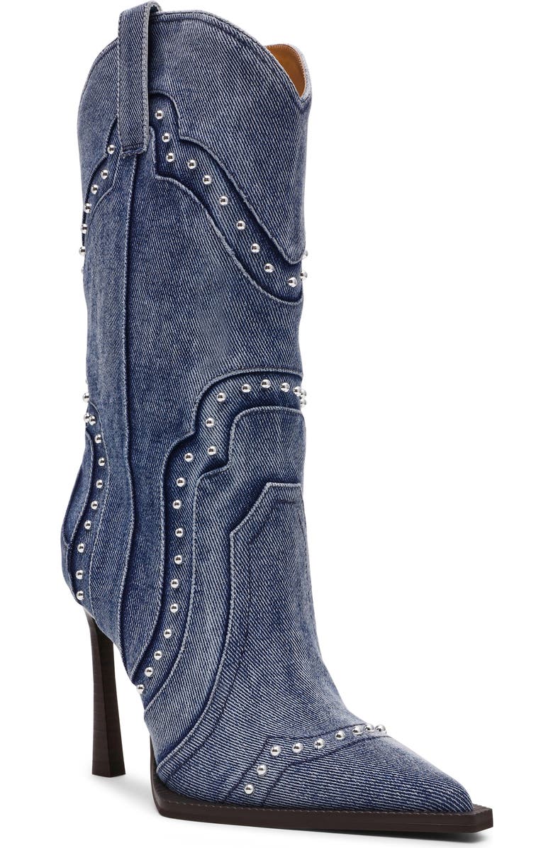 Steve Madden Kylar Studded Western Boot, Main, color, Denim