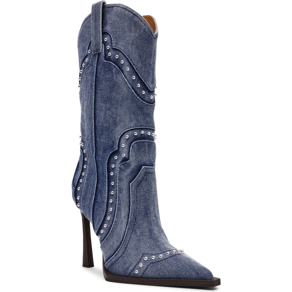 Steve Madden Kylar Studded Western Boot In Blue