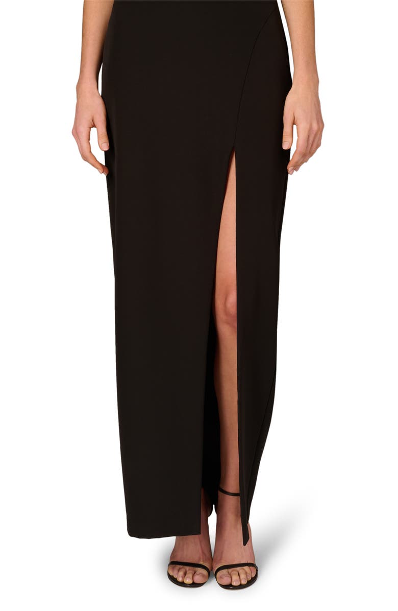 Aidan Mattox by Adrianna Papell Bead Detail Stretch Crepe Column Gown, Alternate, color, Black