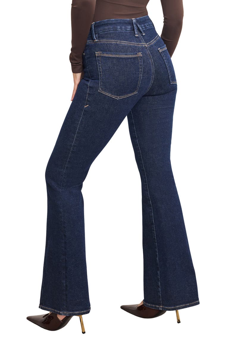 Good Petite Front Seam Flare Jeans, Alternate, color, INDIGO983