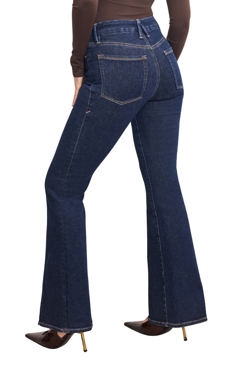 Good American Good Petite Front Seam Flare Jeans, Alternate, color, Indigo983
