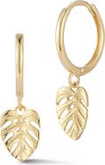 Ember Fine Jewelry 14K Leaf Huggie Hoop Earrings