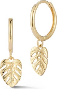 Ember Fine Jewelry 14K Leaf Huggie Hoop Earrings