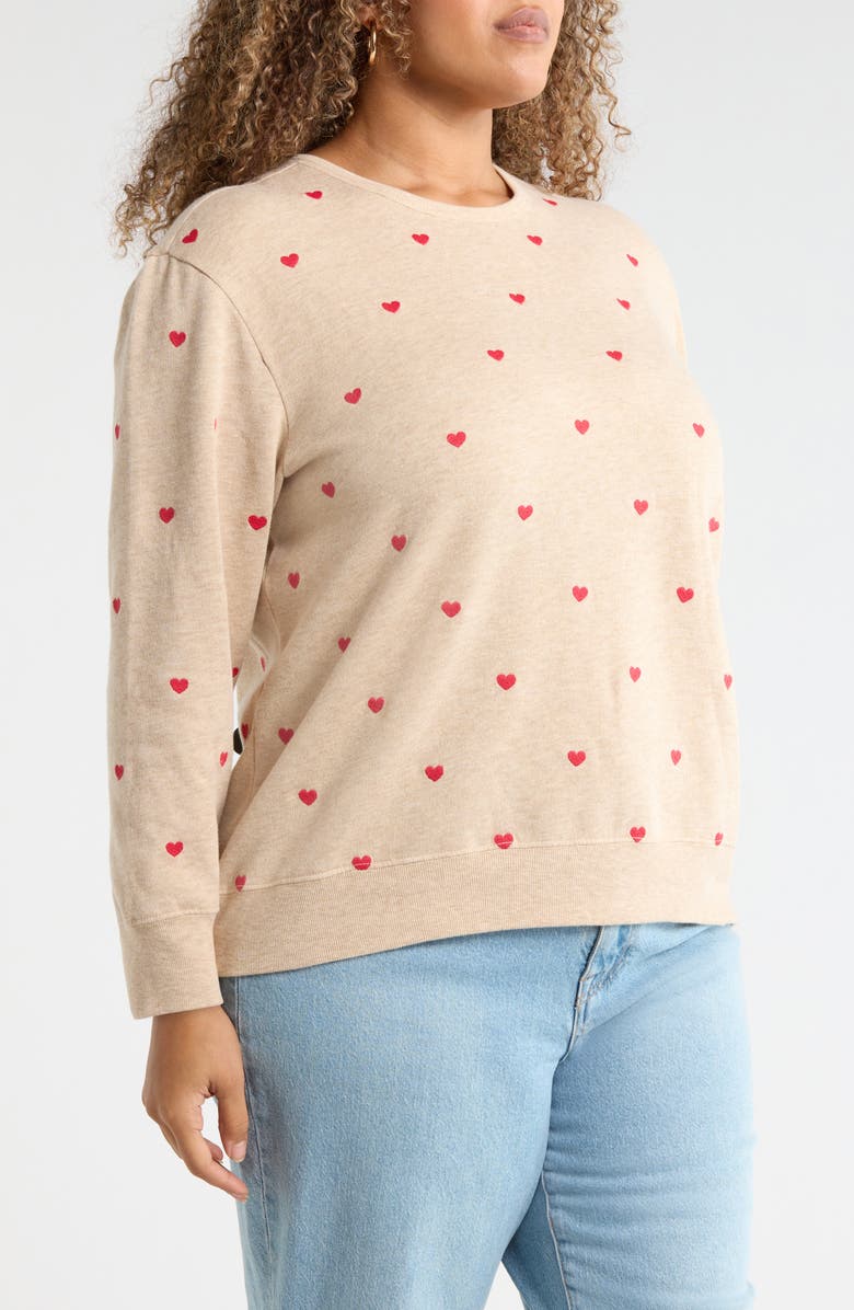 Caslon<sup>®</sup> Embroidered Heart Sweatshirt, Alternate, color, 