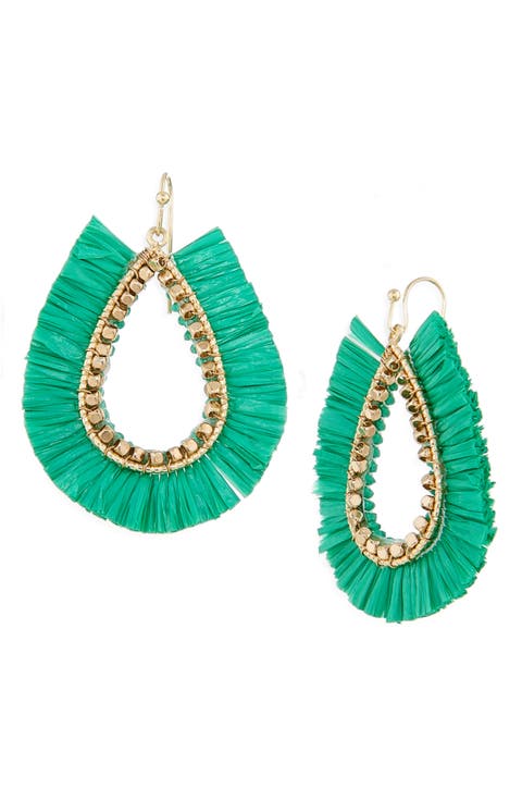 Fringe Drop Hoop Earrings