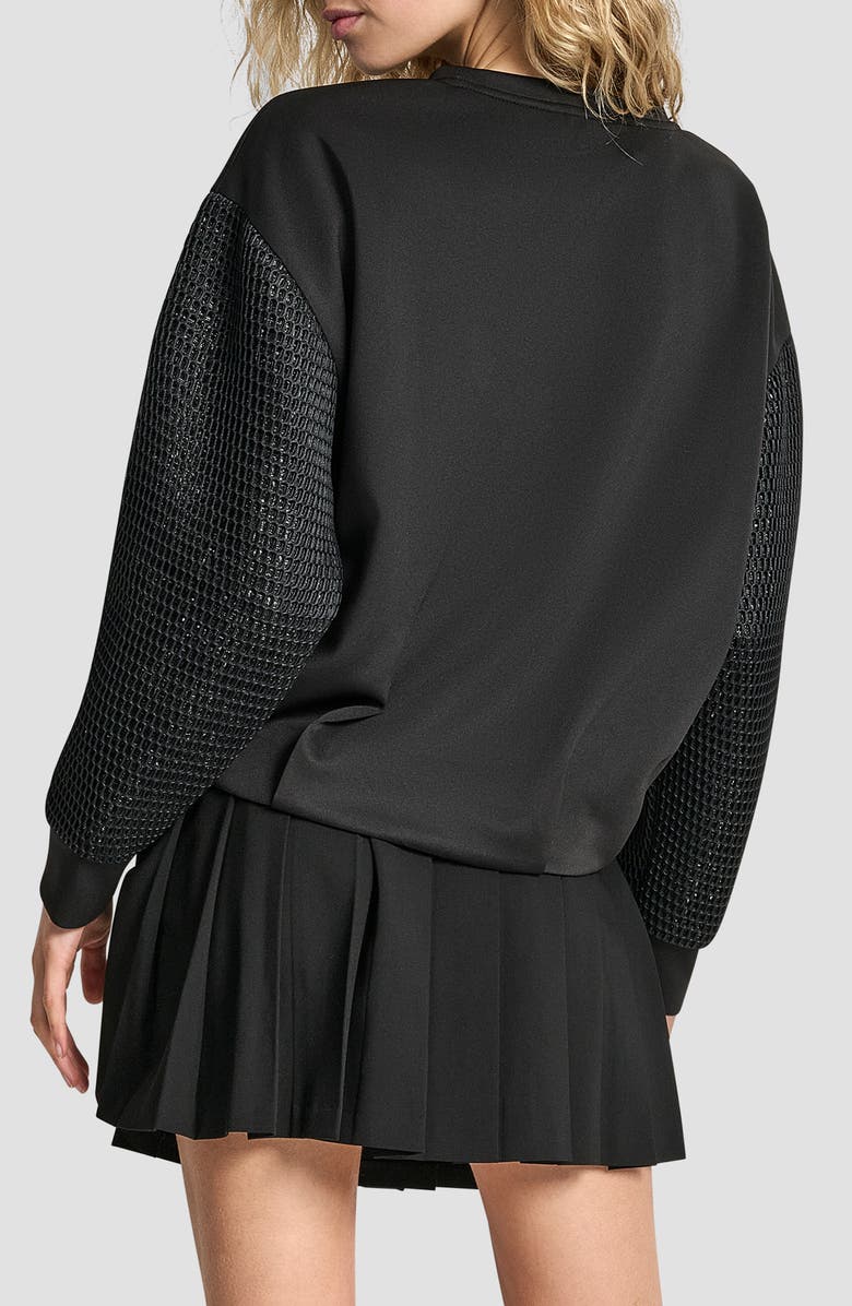 DKNY Mixed Media Bubble Sweatshirt, Alternate, color, Black