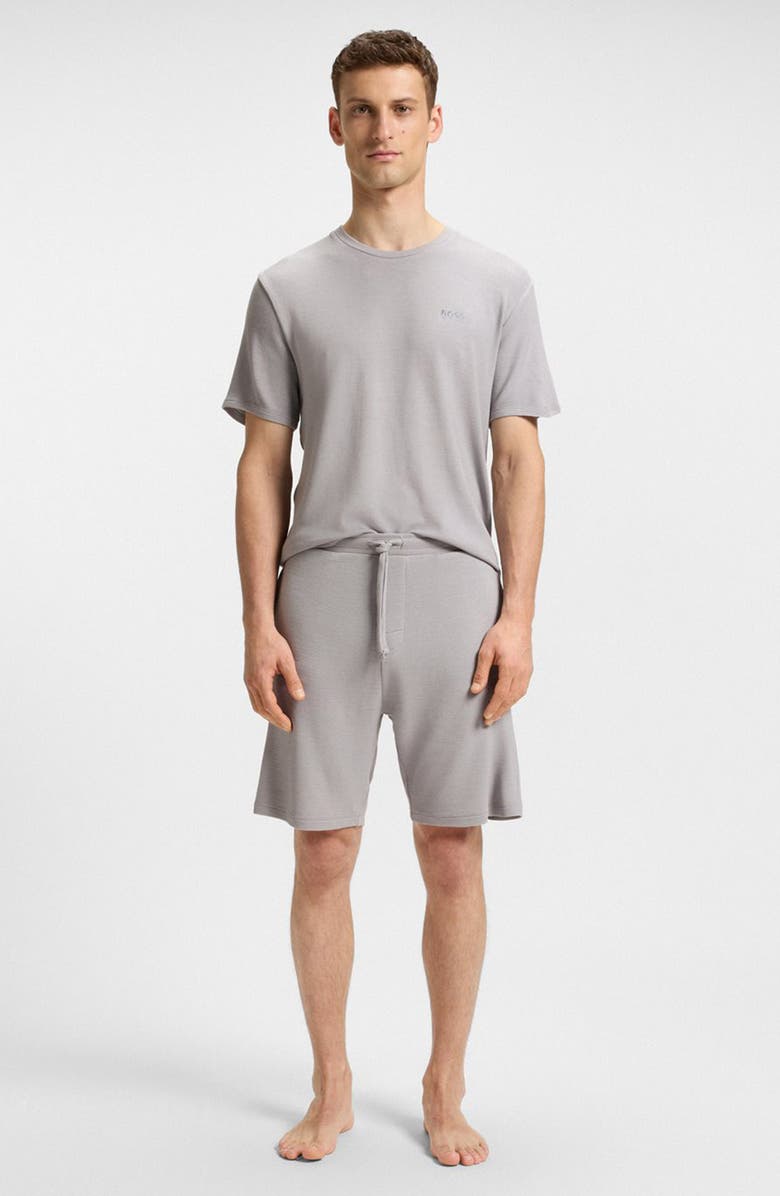 BOSS Ribbed Knit Pajama Shorts, Alternate, color, Light/ Pastel Grey
