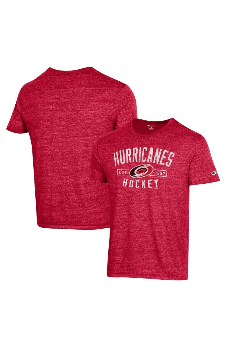 Champion Men's Champion Red Carolina Hurricanes Tri-Blend T-Shirt, Main, color, 