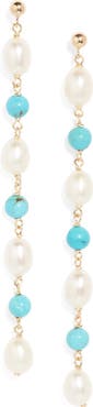 Poppy Finch Baroque Pearl & Turquoise Drop Earrings