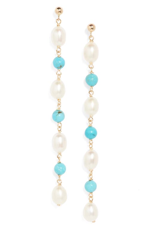 Poppy Finch Baroque Pearl & Turquoise Drop Earrings in 14Kyg  product