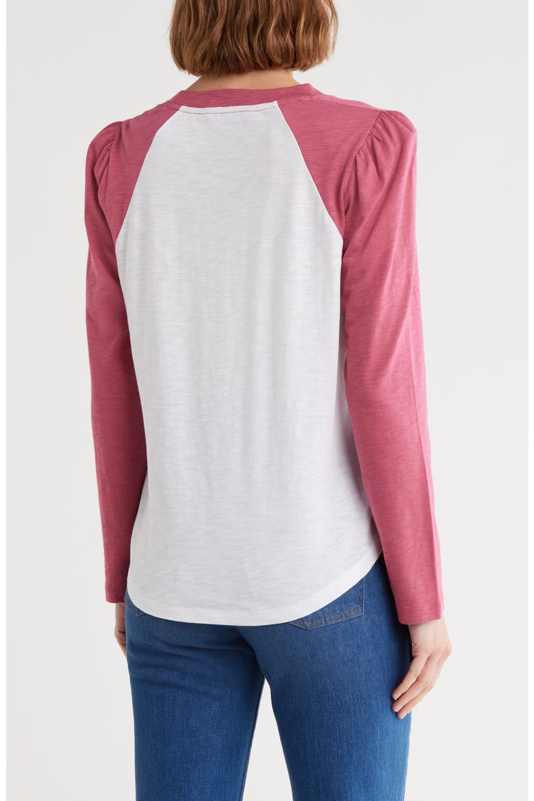Mason Raglan Sleeve Cotton Baseball T-Shirt, Alternate, color, WHITE/ SOFT RASPBERRY