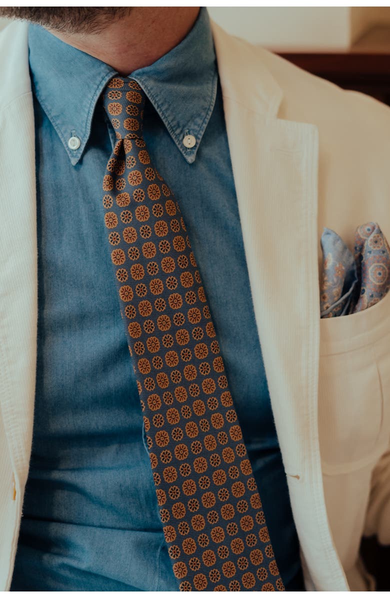 Elizabetta Claudius - Extra Long Printed Silk Tie for Men, Alternate, color, Venetian Blue