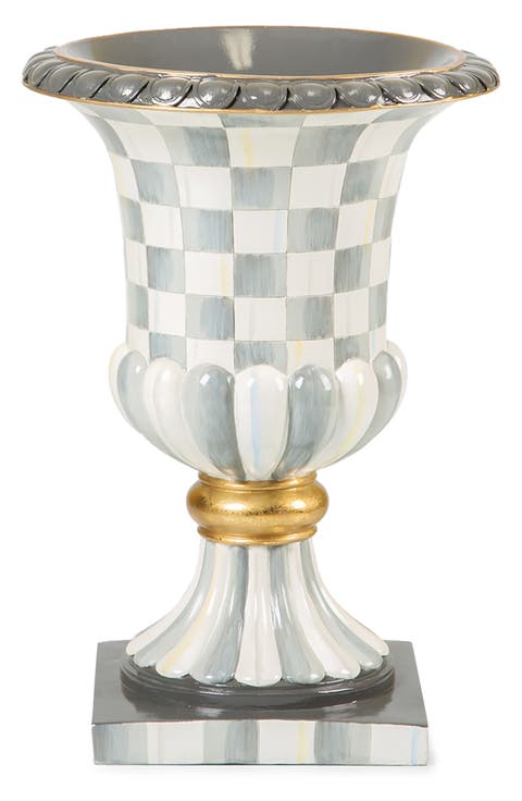 Sterling Check Pedestal Tabletop Urn