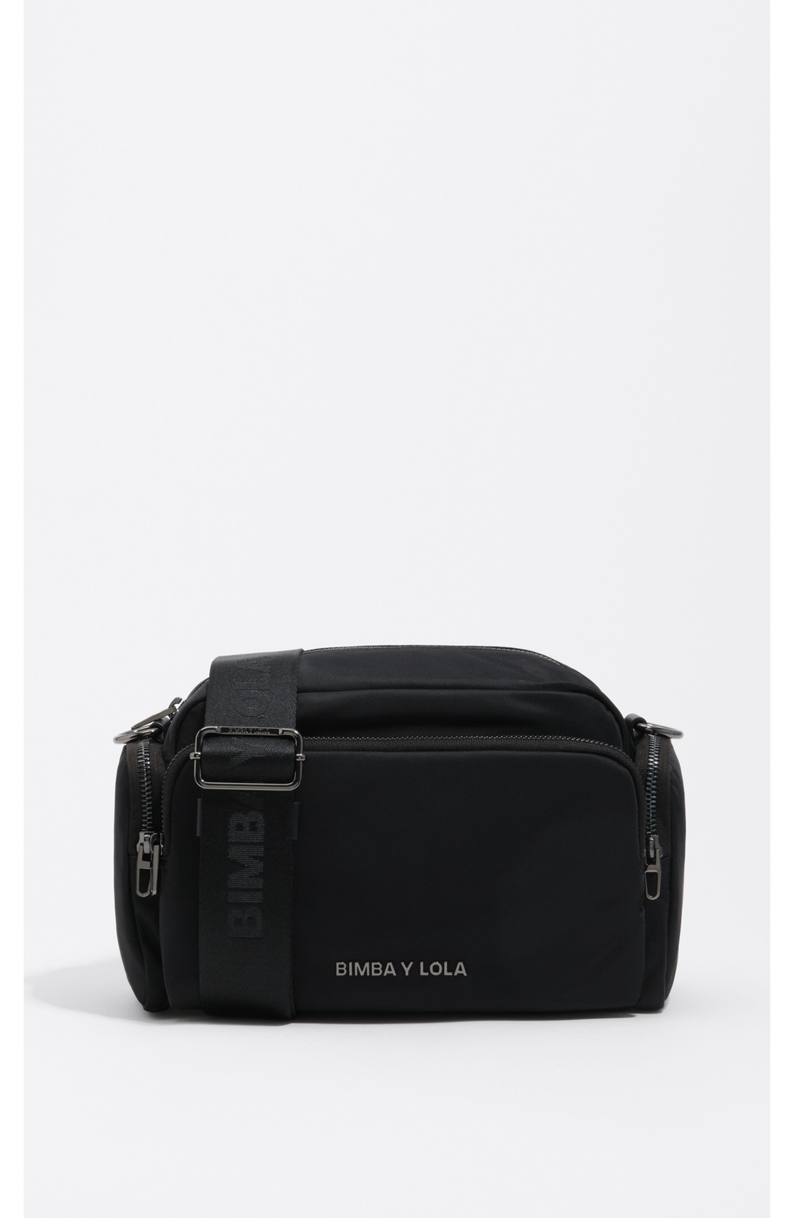 Bimba y Lola Nylon Pocket Rectangular Crossbody Bag, Main, color, Black