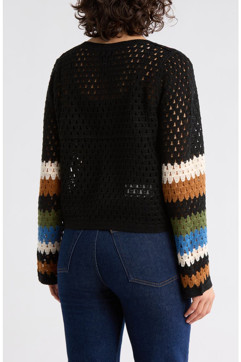 Crochet Sweater Cardigan, Alternate, color, BLACK