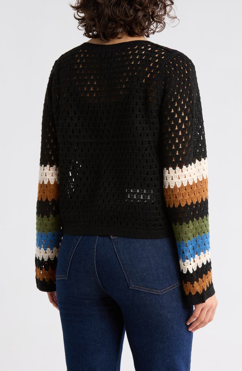 Forgotten Grace Crochet Sweater Cardigan, Alternate, color, Black