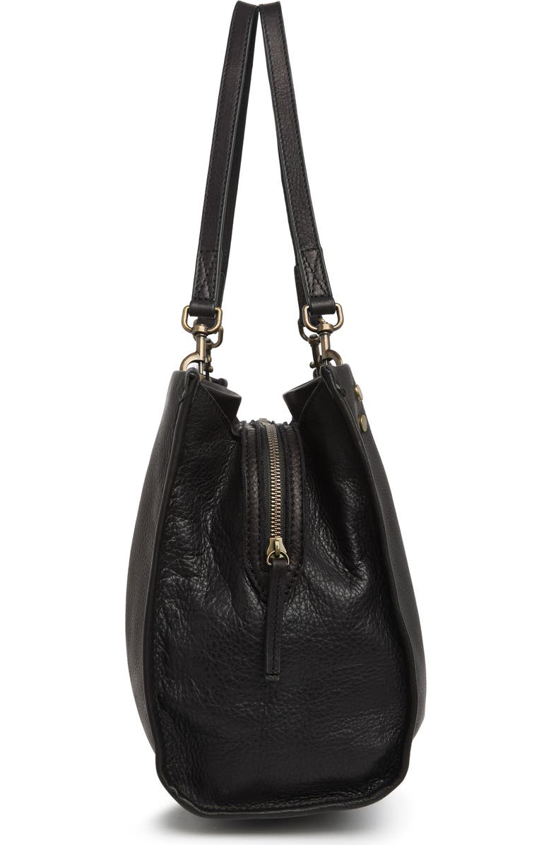 AMERICAN LEATHER CO. Lenox Leather Satchel, Alternate, color, Black Smooth