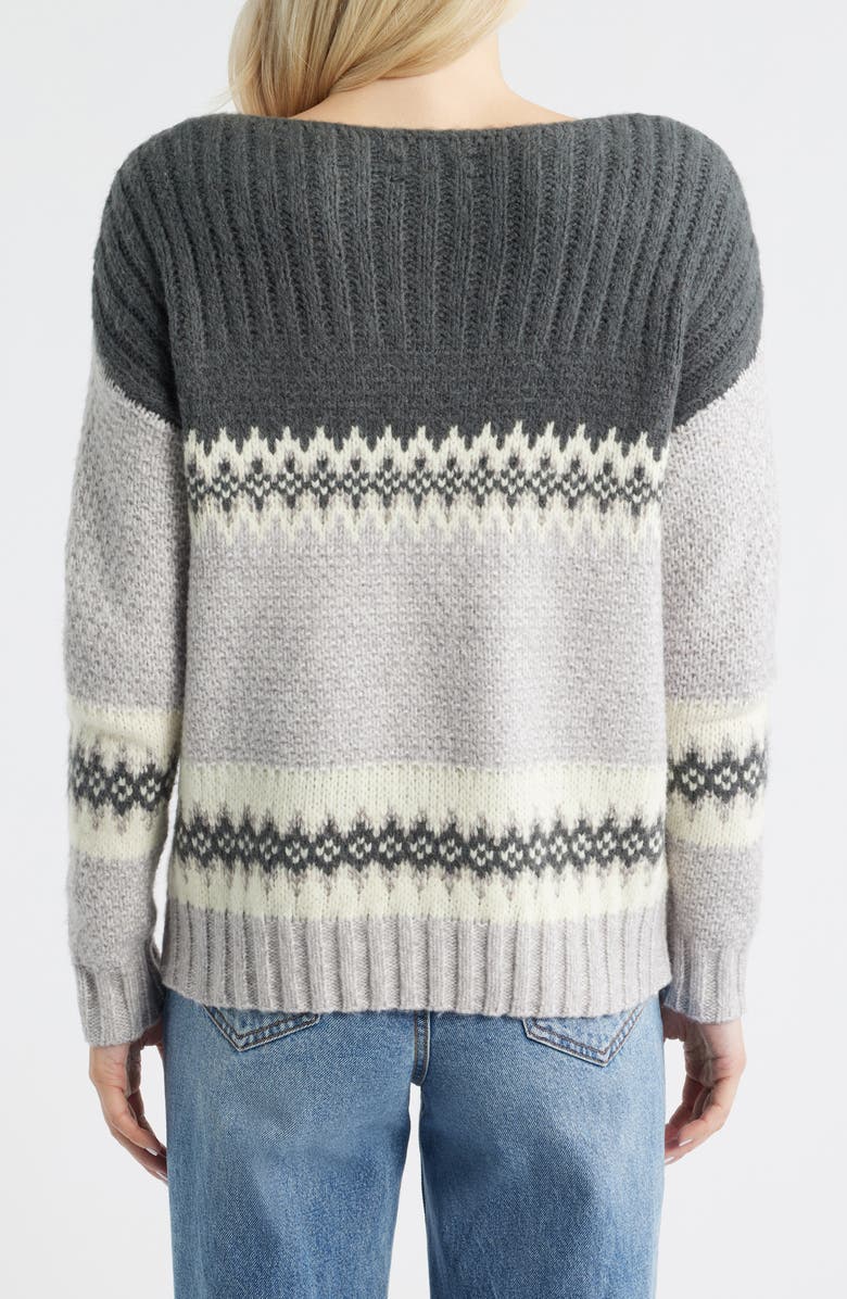 Lucky Brand Fair Isle Boat Neck Sweater, Alternate, color, Micro Chip