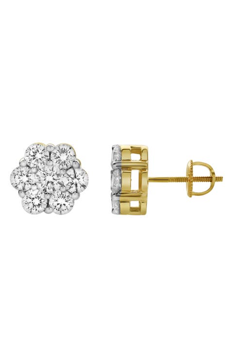 Lab Grown Diamond Floral Cluster Stud Earrings