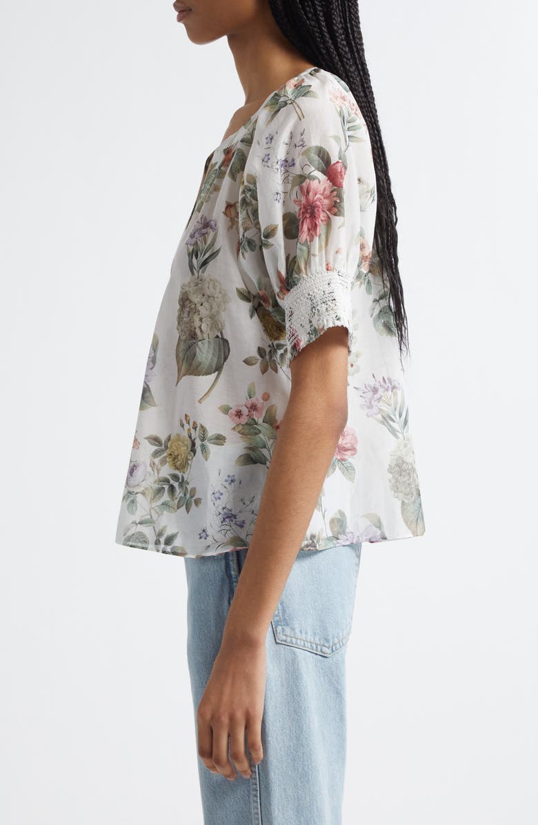 Alice + Olivia Thalia Floral Cotton & Silk Button-Up Top, Alternate, color, 