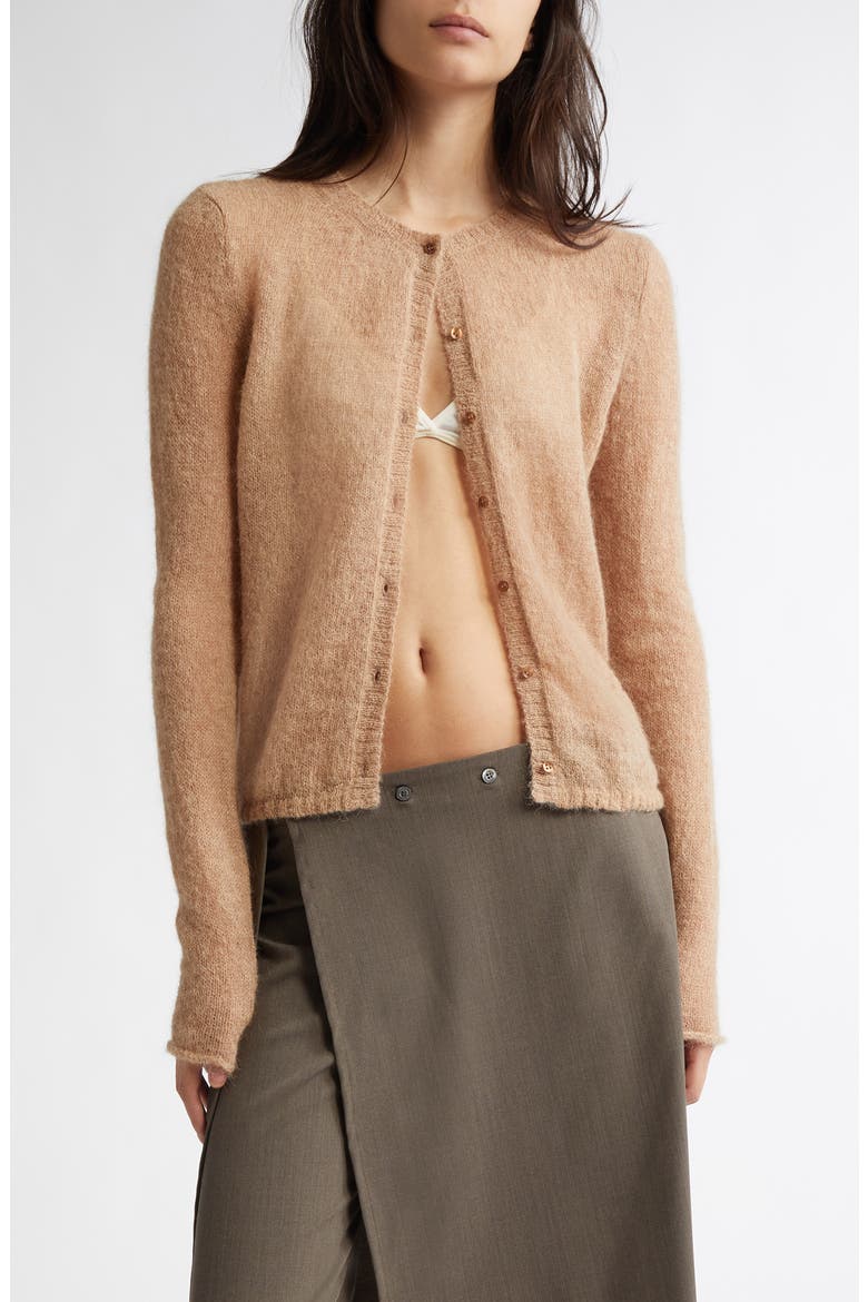 Alone Avec Plaisir Mohair & Alpaca Blend Cardigan, Main, color, LIGHT BROWN