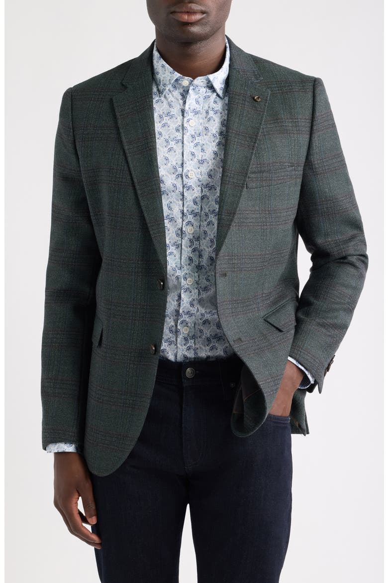 Townsend Plaid Wool Sport Coat, Main, color, DARK GREEN PLAID