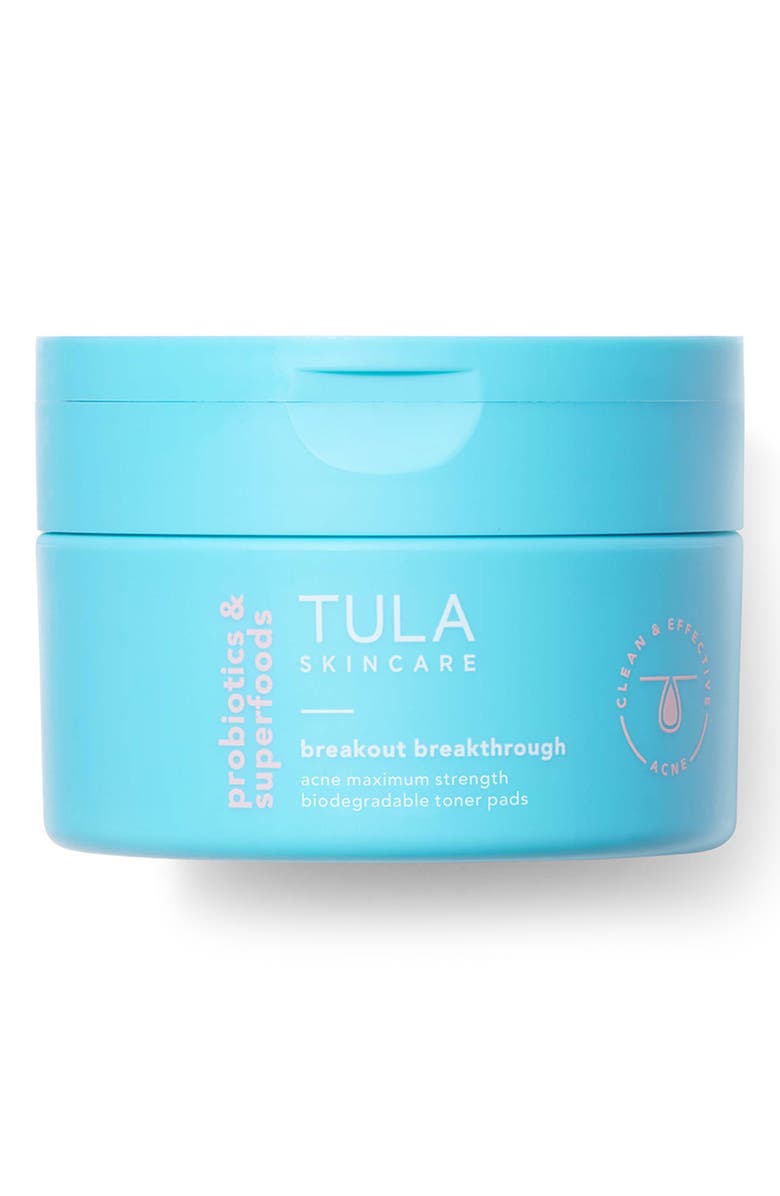 TULA Skincare Breakout Breakthrough Acne Maximum Strength Biodegradable Toner Pads, Main, color, 