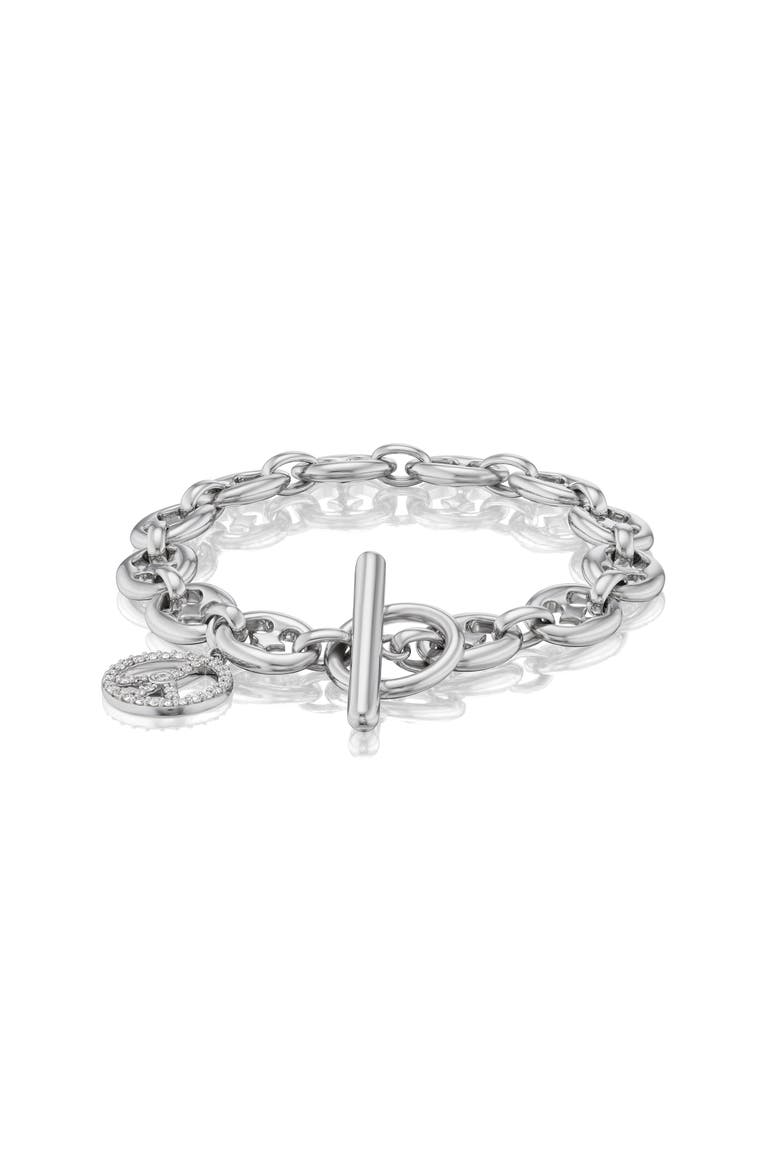Peace Charm on Puffy Heart Mariner Link, Main, color, Sterling Silver