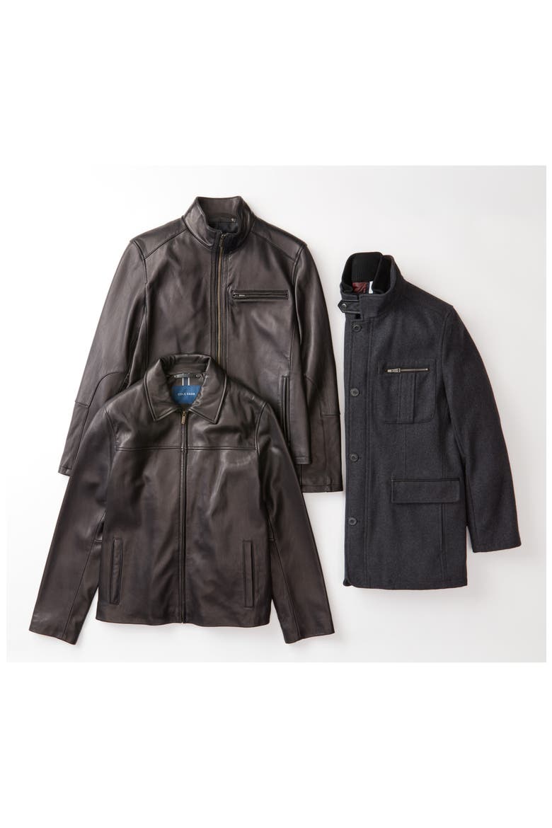 Lambskin Leather Moto Jacket, Alternate, color, BLACK