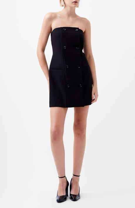 French Connection Azra Double Breasted Strapless Twill Minidress