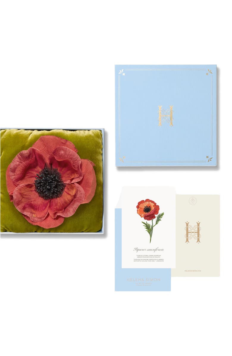 Helena Simon The Orange Poppy Floral Brooch, Alternate, color, Orange