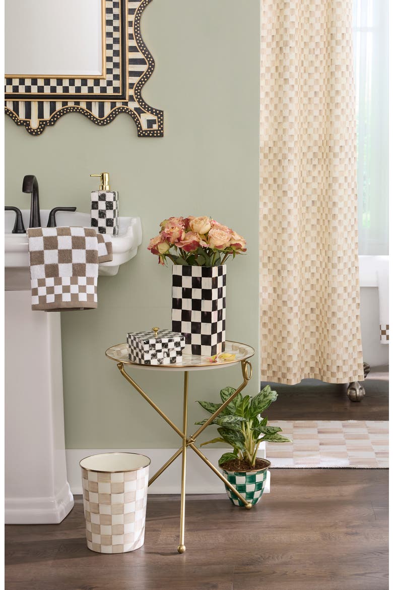 Courtly Check Pillar Vase, Alternate, color, BLACK