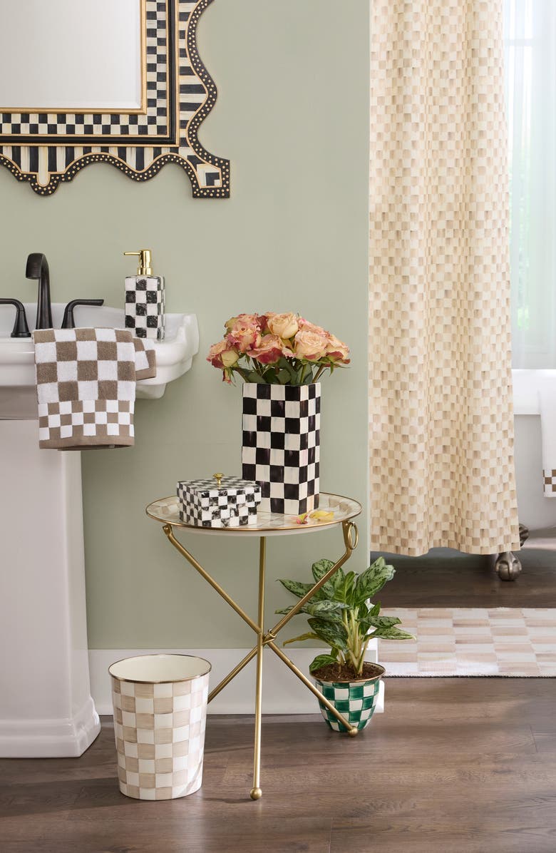 MACKENZIE CHILDS Courtly Check Pillar Vase, Alternate, color, Black