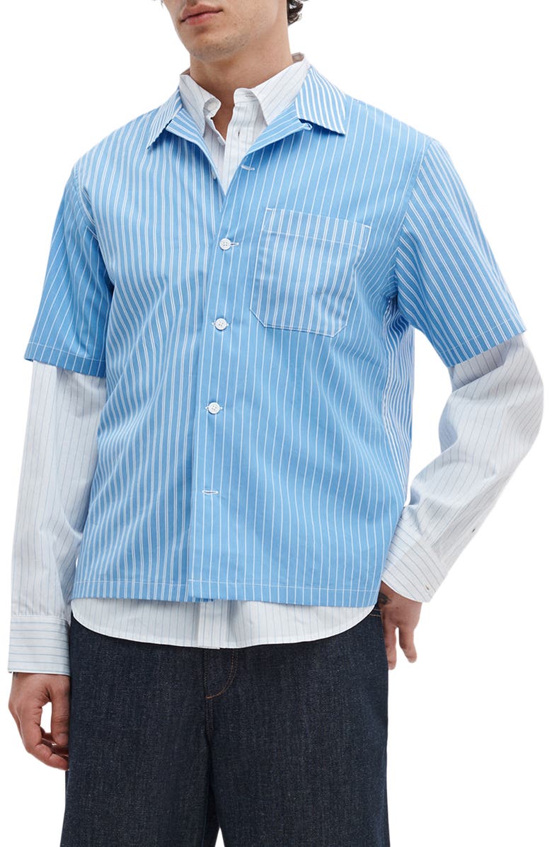 rag & bone Avery Stripe Camp Shirt, Main, color, Blue Multi Stripe