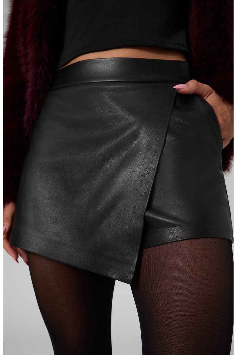 Hayden Faux Leather Skort, Alternate, color, JBLACK-BLACK