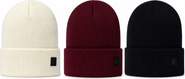 London Fog Women's 3-Pack Rib Cuff Knit Beanie Set