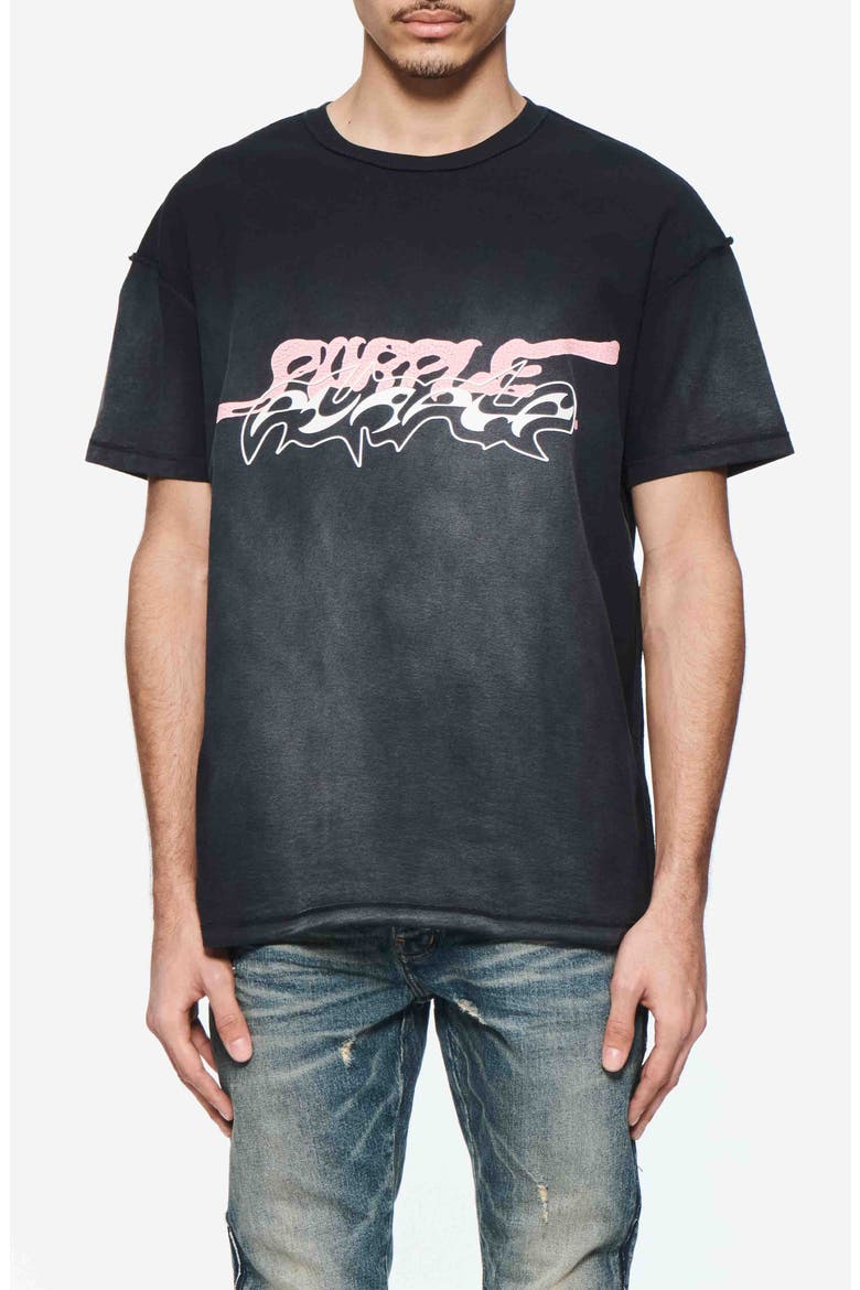 Textured Inside Out Cotton Graphic T-Shirt, Main, color, BLACK