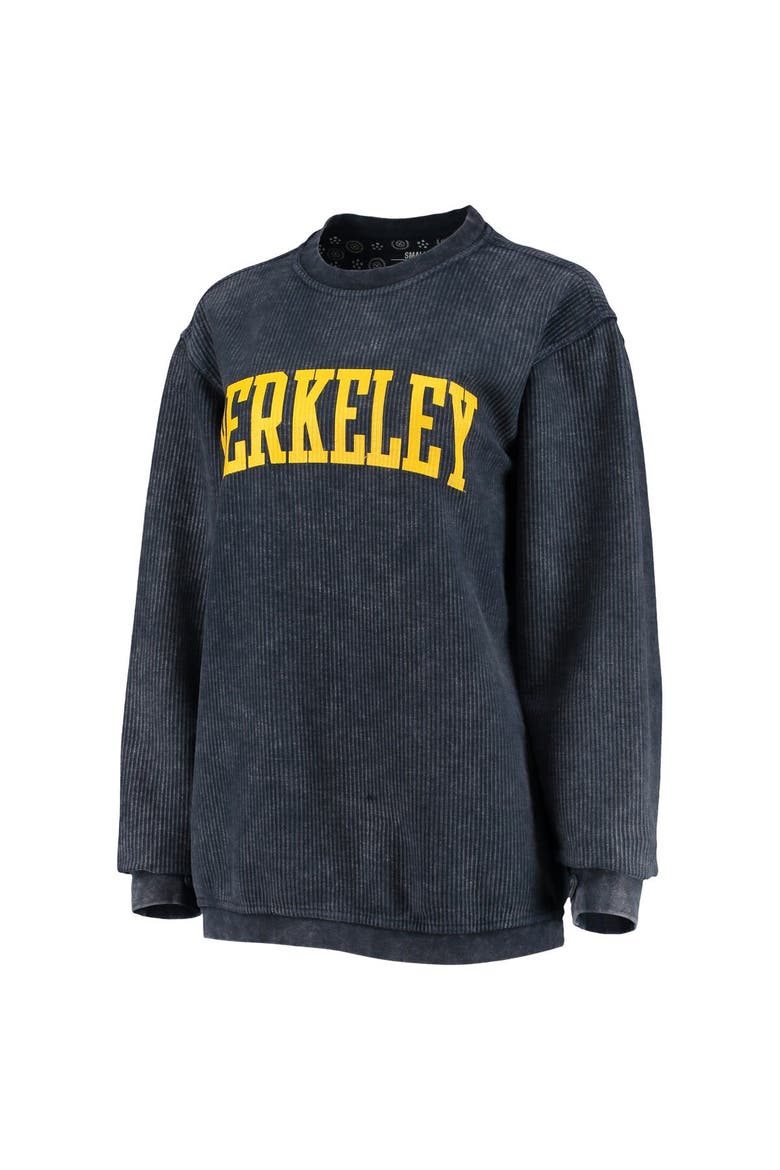 Women's Pressbox Navy Cal Bears Comfy Cord Vintage Wash Basic Arch Pullover Sweatshirt, Alternate, color, Navy