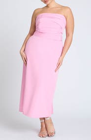 ELOQUII Pleated Bodice Bow Detail Dress