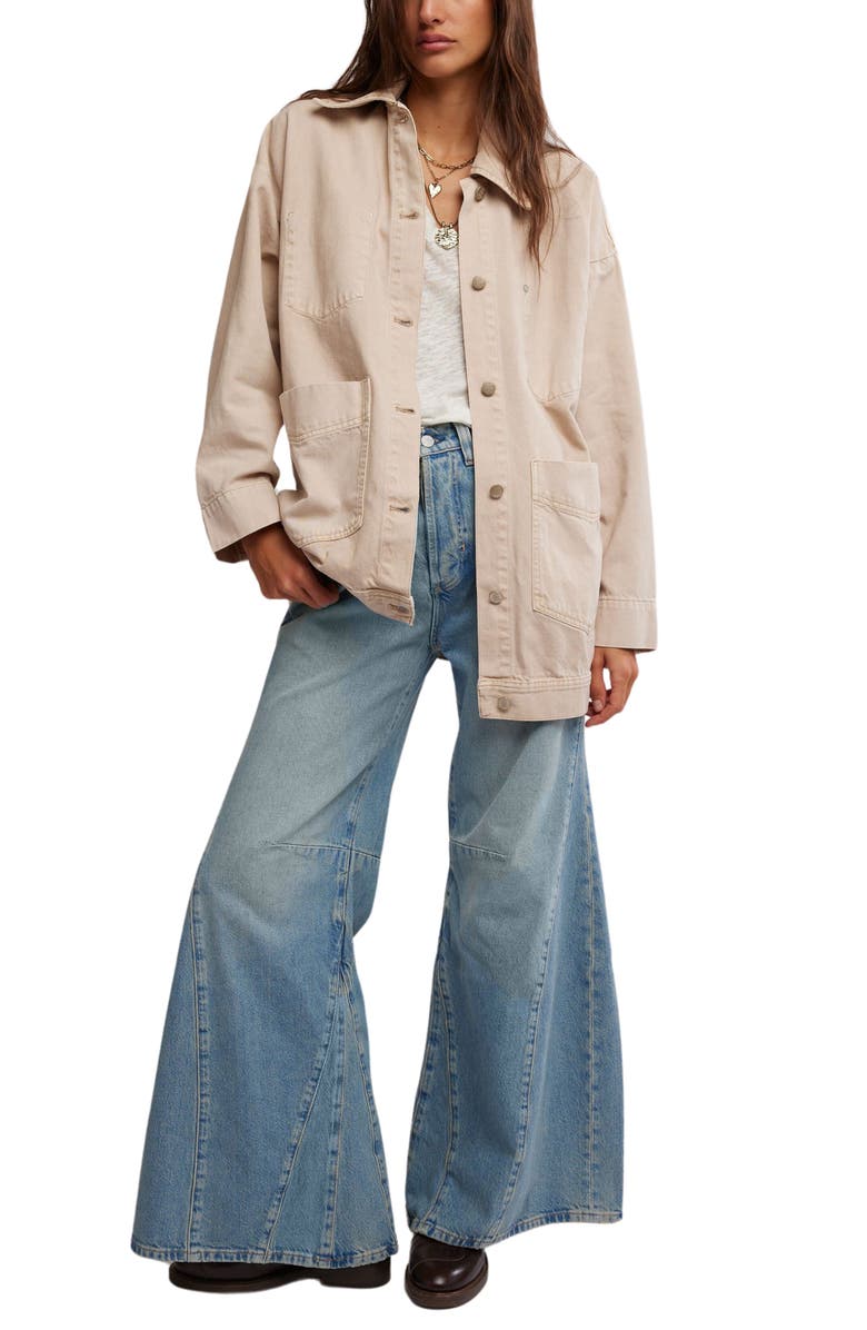 Free People Avery Denim Jacket, Alternate, color, Softest Sand