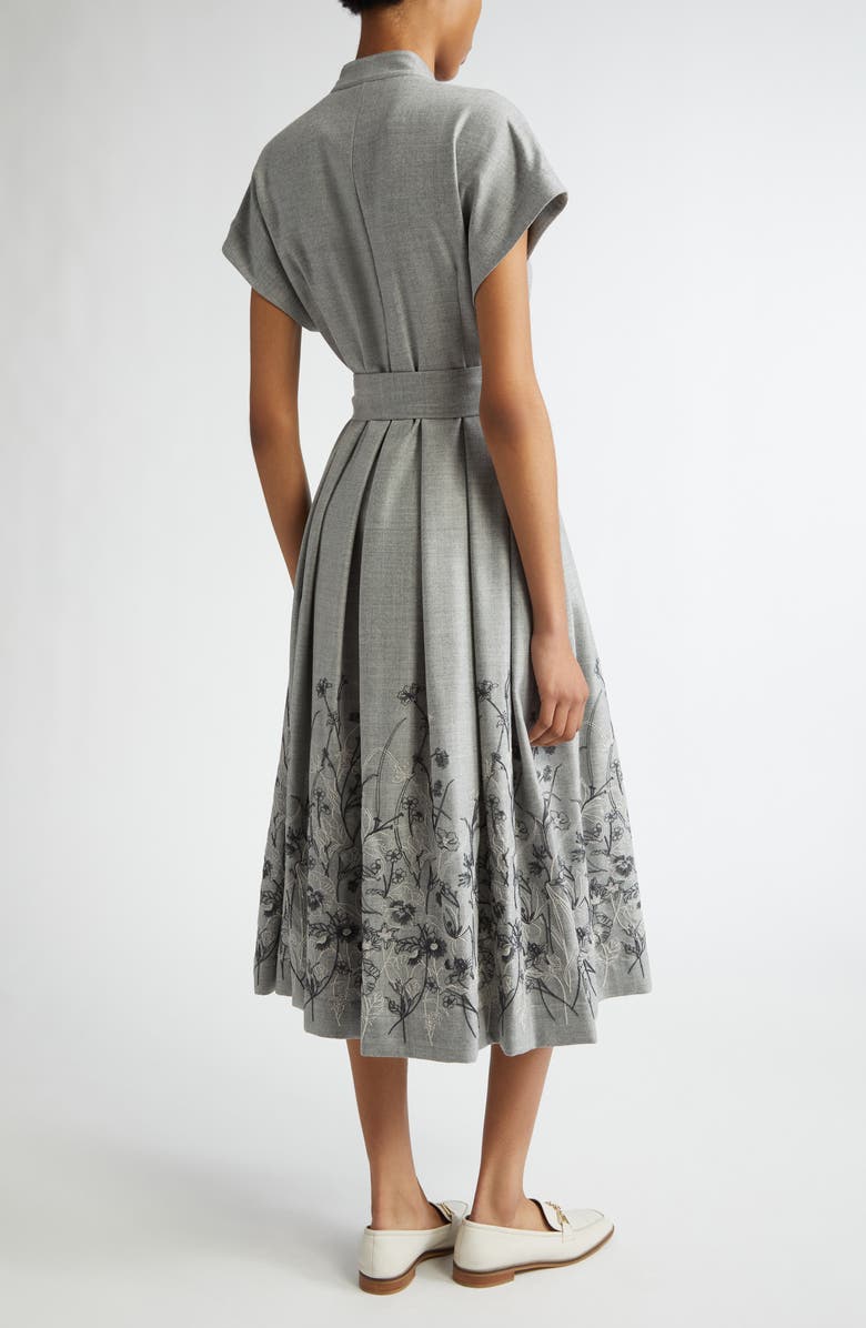 Eleventy Floral Embroidered Wool Blend Belted Shirtdress, Alternate, color, 