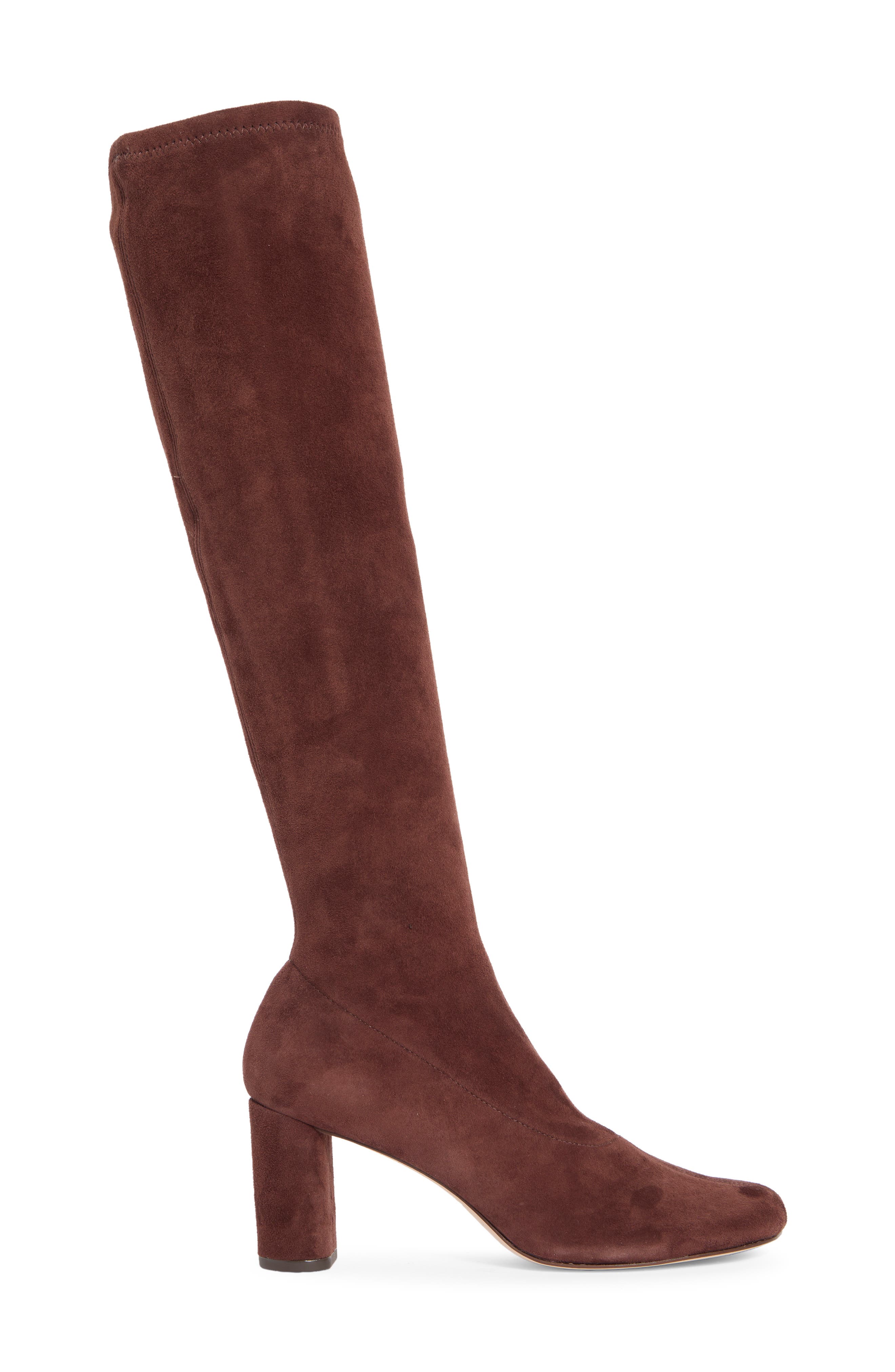 Belinda Stretch Leather Knee High Boot, Alternate, color, OAK STRETCH SUEDE