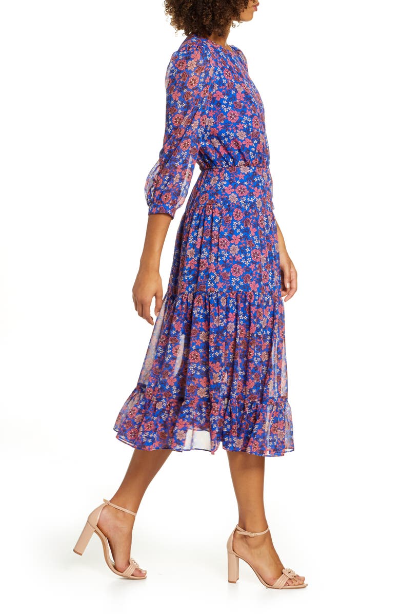 Chelsea28 Floral Fit & Flare Midi Dress, Alternate, color, 