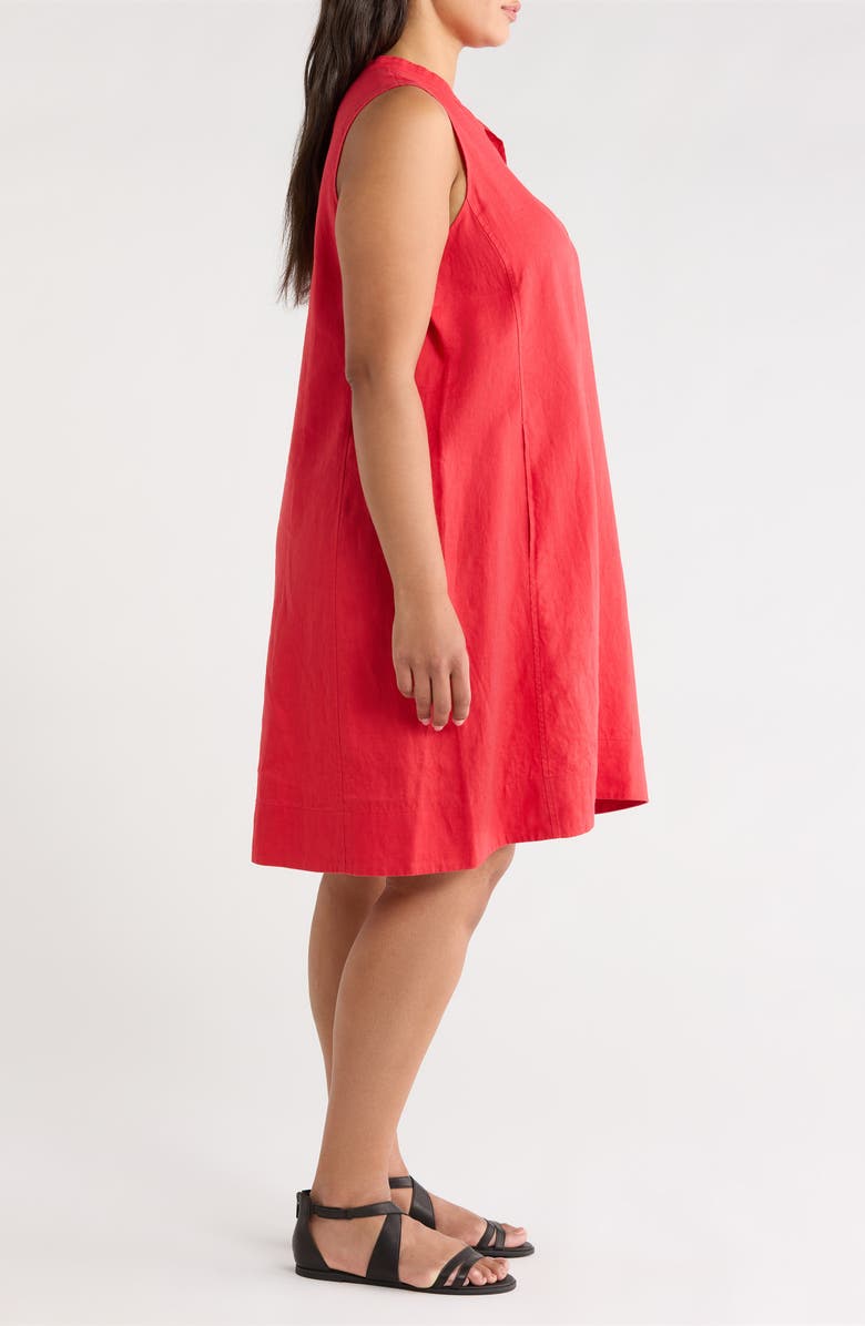 Eileen Fisher Split Neck Organic Linen Shift Dress, Alternate, color, Grenadine